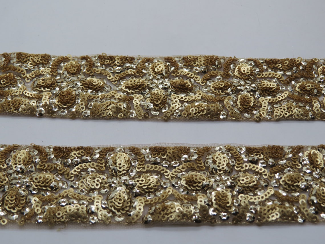 Sequin Beaded Indian Trims by the Yard Embellishment Laces Etsy