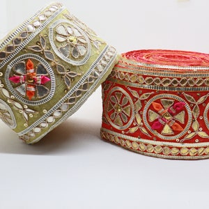 Golden Zari Gota Hand Embroidered Wedding Dress Triming And Edging Tissue Fabric Lace Border Sash Belts Hat Making Sewing DIY Crafting Trim