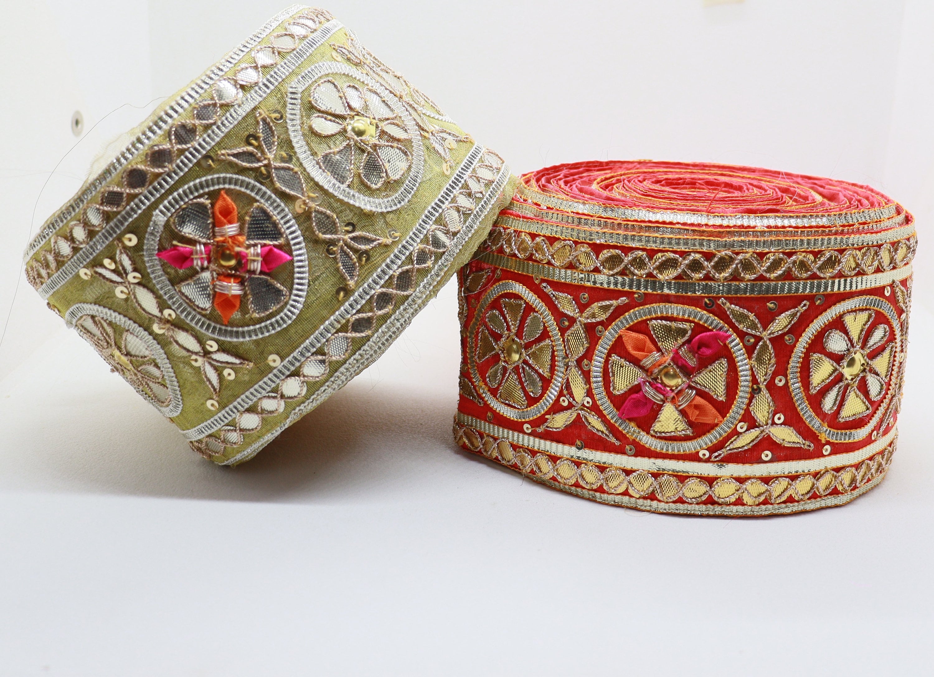 Golden Zari Gota Hand Embroidered Fabric Trim: Wedding Dress DIY Crafting