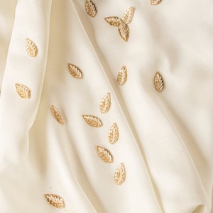 Leaf Texture Embroidered Applique Lot: Zardozi Sequin Pearl Embellishments