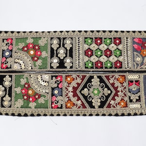 Floral Embroidered Decor Lace Ribbon: Black Velvet Trim by the Yard