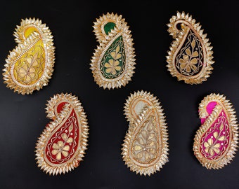 5" x 2" zardosi sequin gota patti sewing hand embroidery patch for traditional indian saree lehnga kurta | fancy texture decorative applique