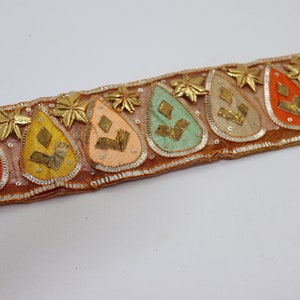 Gota Patti Embroidered Lace Trim: Multi Colored Indian Sari Border