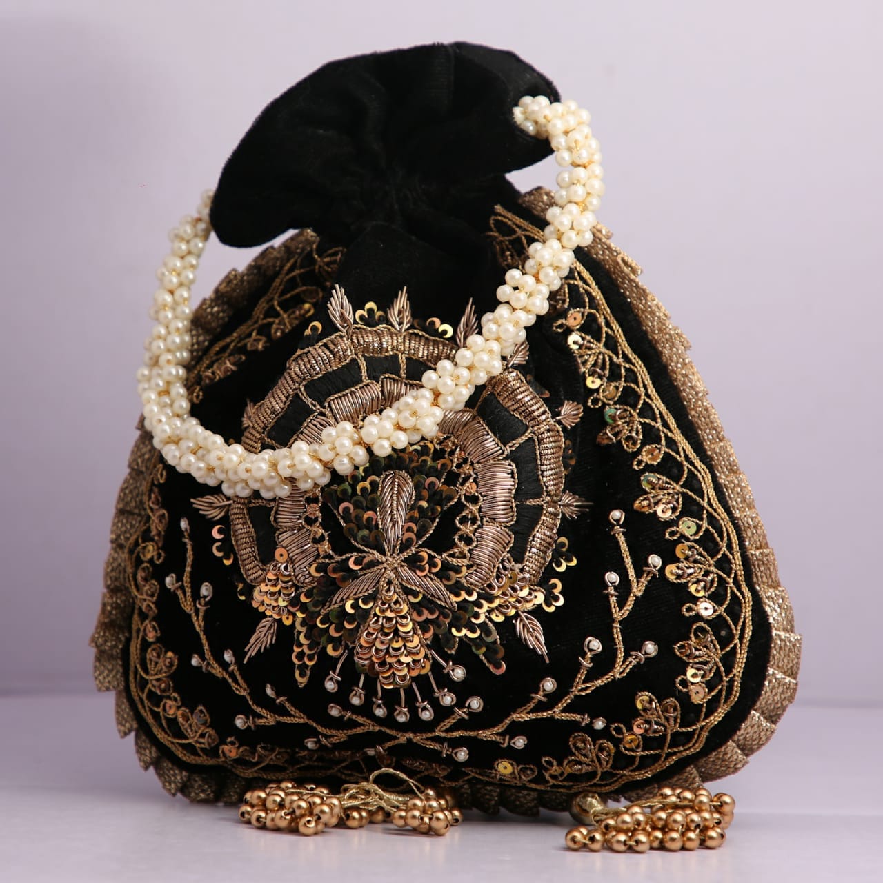 Bottega Veneta Bag Bolso DE TRABAJO Bordado Dorado Hecho A Mano