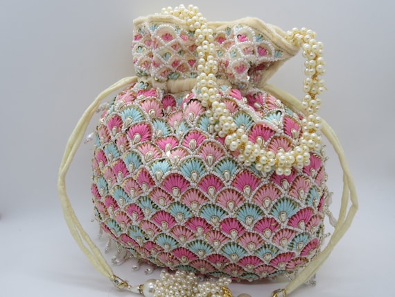 Embroidered Velvet Pouch: Indian Wedding Favor Bag (10x8")
