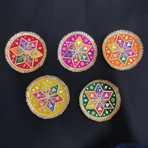 Beautiful Multi Color Gota Patti Embroidered Décor Applique For Diwali Crafting Sewing Round Embellishment Patches For Indian Ethnic Wear