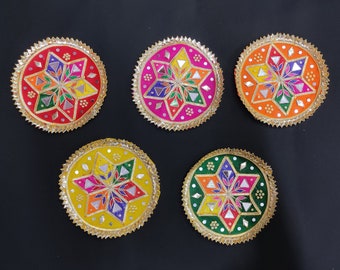 Beautiful Multi Color Gota Patti Embroidered Décor Applique For Diwali Crafting Sewing Round Embellishment Patches For Indian Ethnic Wear