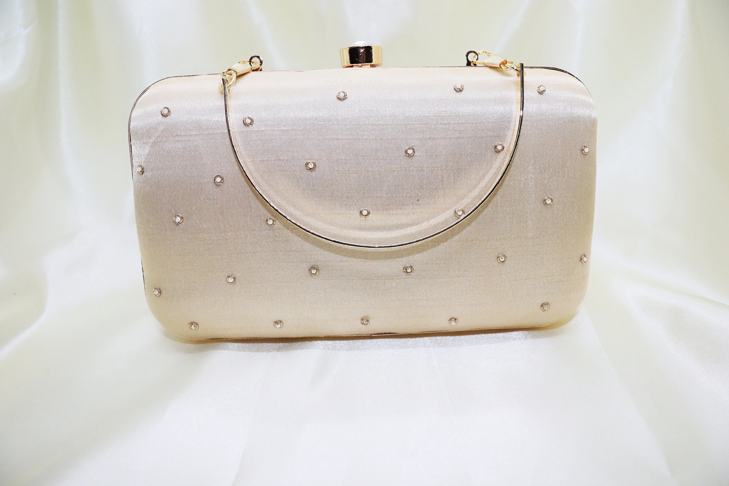 Beige Silk Wedding Clutch Bride Purse Minaudiere With Colorful Etsy