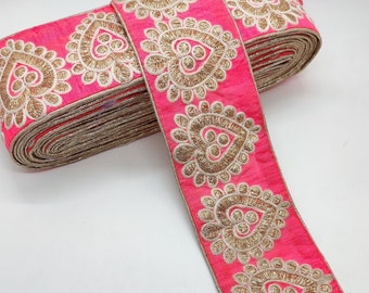 2 Yards Silk Green Indian Saree Border SewOn Sequins Zari Embroidery 7.5cm Trims