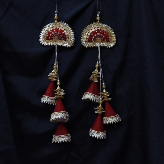 13inch Long Wedding Gota Patti Saree Lehenga Sewing Decorative Latkan Pair Indian Costume Embellishment Embroidered Tassel Decor Hanging Etsy Canada