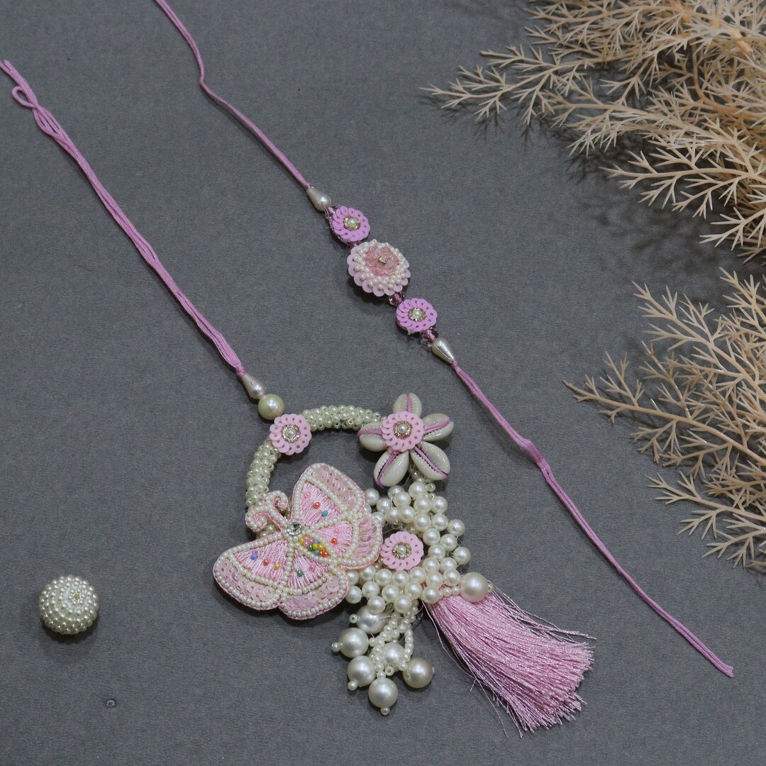 Butterfly Applique Embellish Excluisve Rakhi Set(bhaiya Bhabhi Rakhi ...
