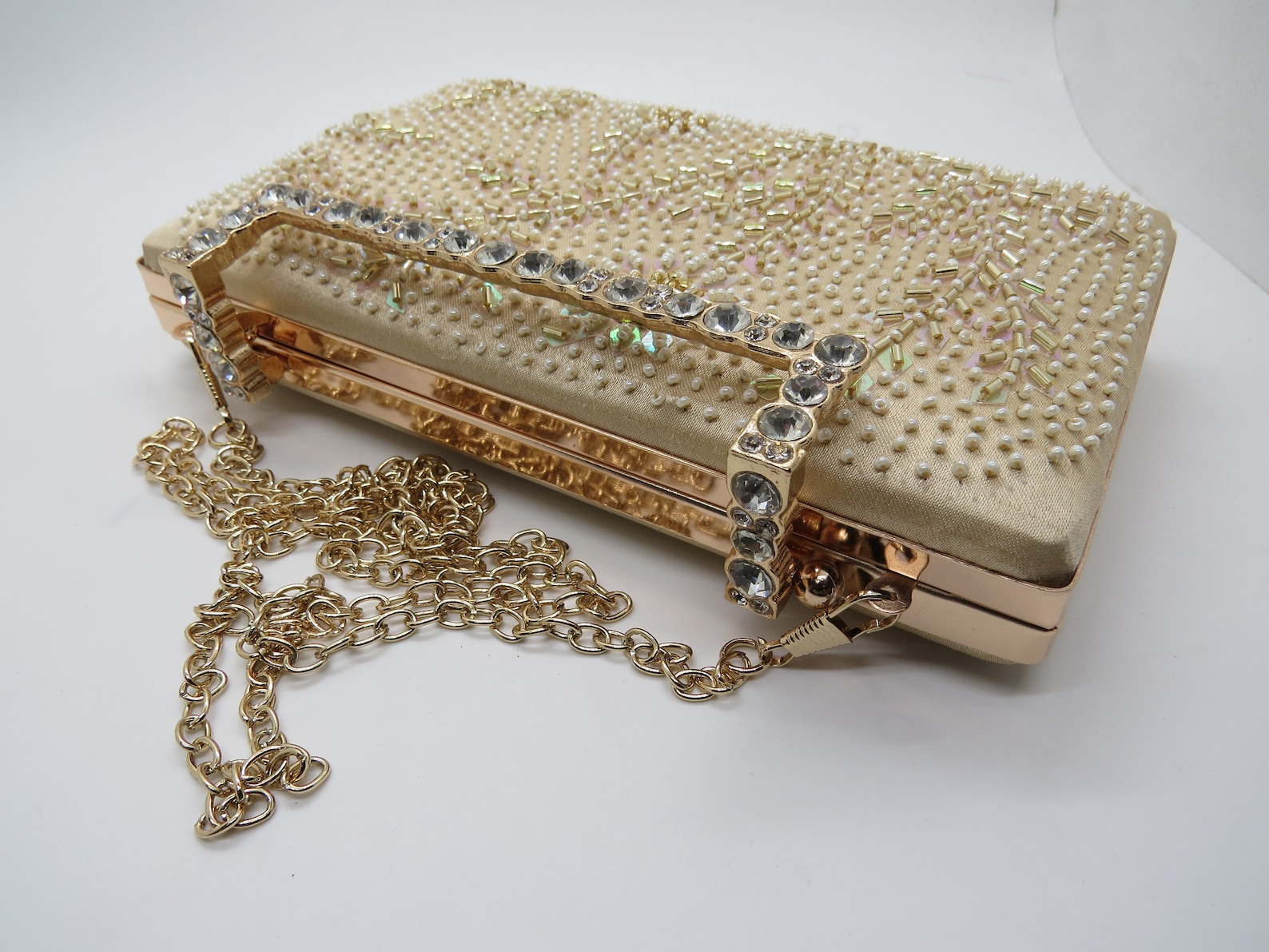 Pearl Gold Sequin Bead Clutch Evening Purse Wedding Clutch Etsy UK
