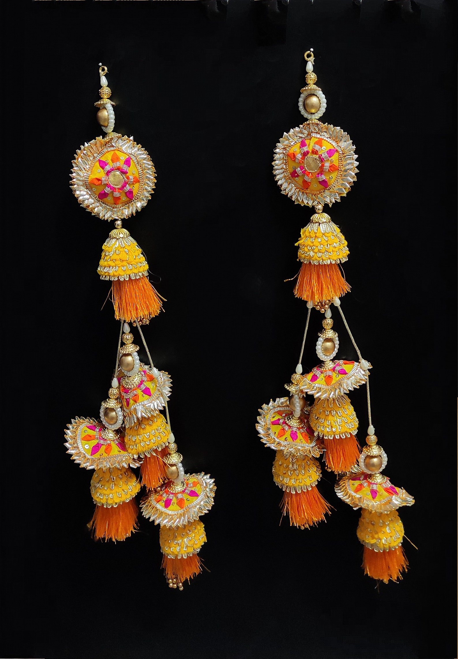 Indian Yellow Sari Latkan Crafting Tassel Sewing Gota Patti Etsy