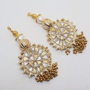 Gota Patti Saree Tassels: Embroidered Latkan Hanging Embellishment (2 pc)