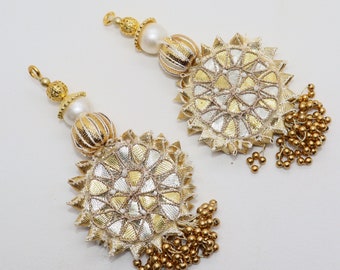 Gota Patti Saree Tassels: Embroidered Latkan Hanging Embellishment (2 pc)