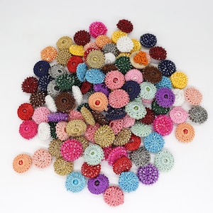 15pcs Easy to Use Colorful Glass Bead Crochet Covered Sew On Round Buttons, Jewelry Making DIY Unique Button, Doll Blouse Shirt Décor Button