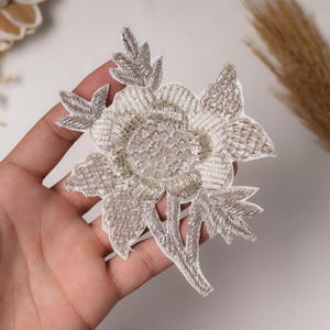 Zardozi Sequin Bead Embroidered Floral Patch | Handmade Sew-On Applique for Clothing Embellishment