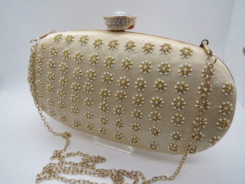 Pearl Beaded Clutches Purses Bags Flower Wedding Evening Handbag 