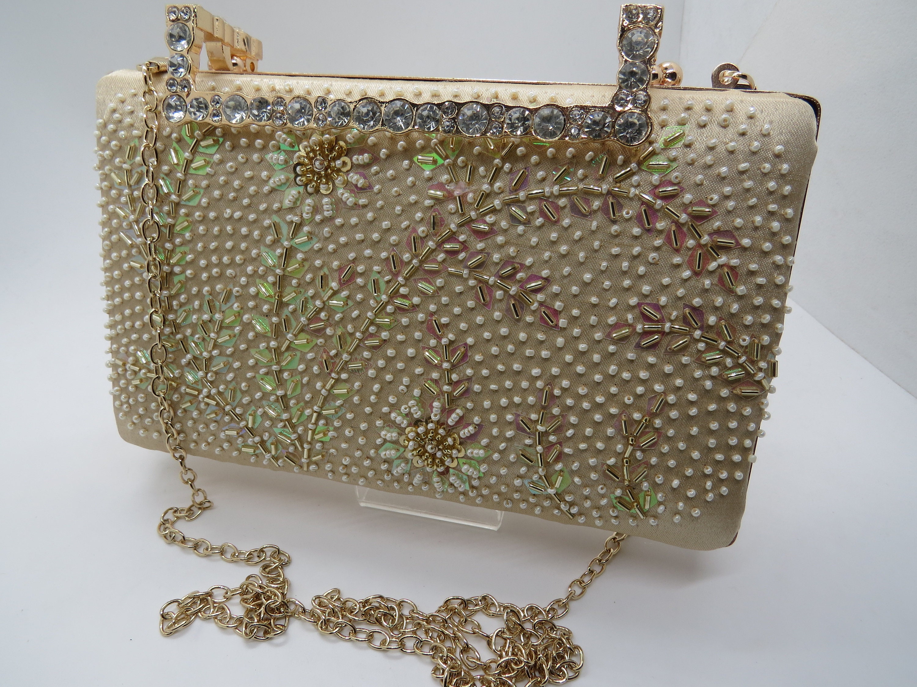 Pearl Gold Sequin Bead Clutch Evening Purse Wedding Clutch Etsy UK