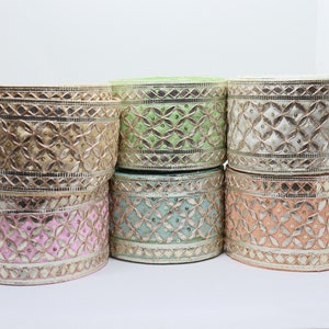 Silver Sequin Embroidered Trim: Gota Lace Ribbon for Sewing & Embellishing