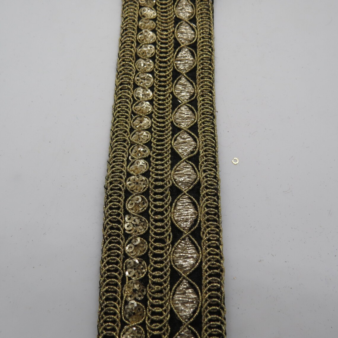 Black Silk Fabric Golden Embroider Lace Trim by the Yard Etsy