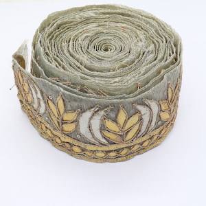 Lotus Silver Tissue Fabric Saree Border: Gota Patti Lace Ribbon