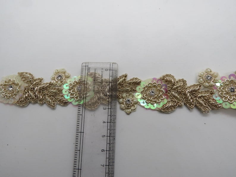 bling rhinestone zardosi sequin pearl beaded embroider floral trim indan wedding lehnga sewing embellishment lace trim saree border trim