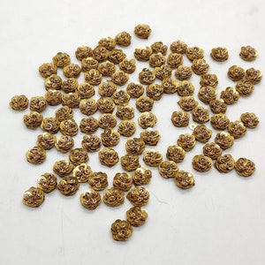 Bronze Zardosi Sequin Flower Applique: Indian Embellishment (1cm)
