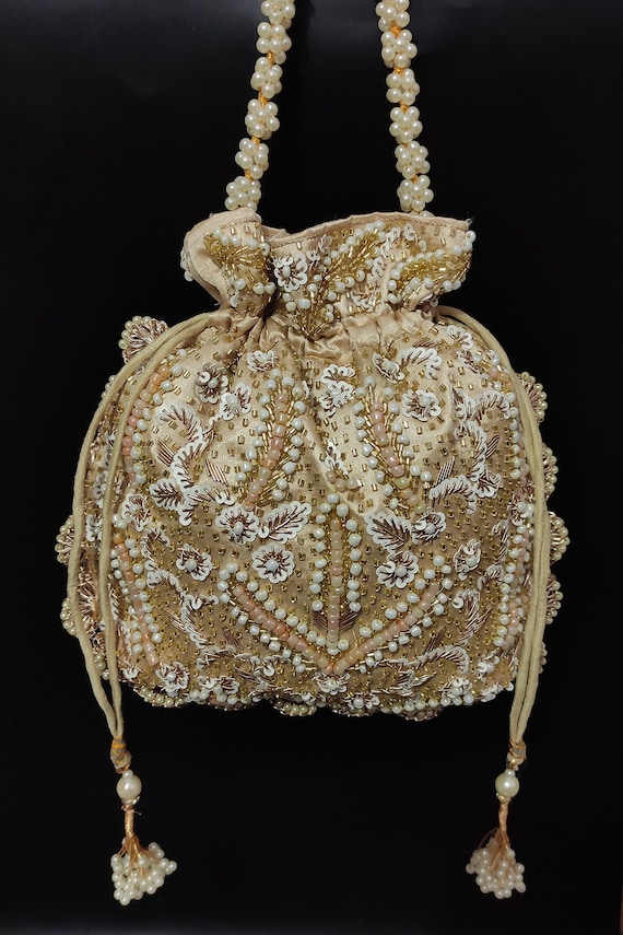 Handmade Beaded Sequin Silk Potli Bag: Indian Wedding Favor
