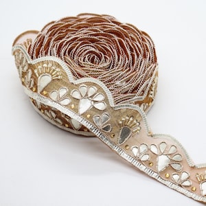Goldene gestickte Sari Borte: Indisches Hochzeitsband, Gota Patti Borte - 5,5 cm