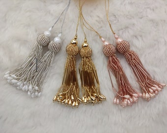 Bling Glass Bead Tassel with Pearl Drop - Occasion Outfit Embellishment