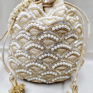 paillettes d’ornement doré et sac de soirée perle pour femmes | femme sac à main en tissu de soie | sac à main designer pour femme