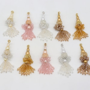 4 Pieces Beautiful Glass Beaded Tassel Hanging Charm for Crafts, Garments, Gifting, Furnishings | DIY Accessory for Curtain Home Decoration