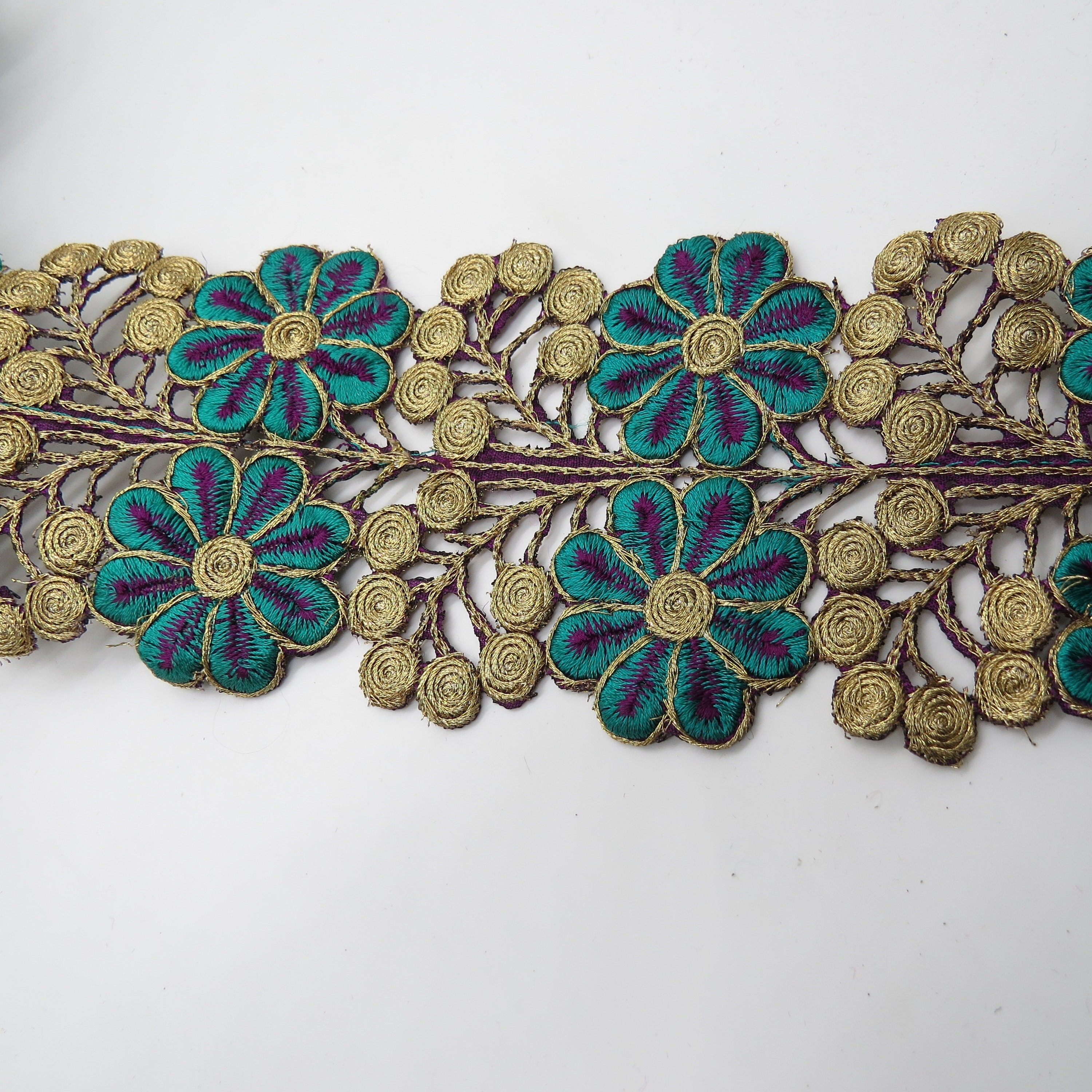 Teal Embroidery Trim and Fabric Embroider Lace Fabric by the Etsy