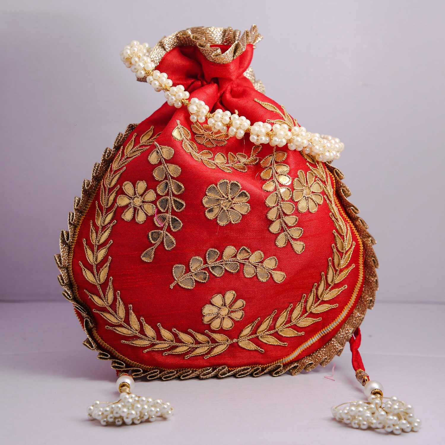 Women Potli Bag Gota Patti Work Embroidered Golden Work