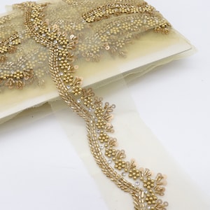 elegant rhinestone sequin motif embroidered scallop lace trim, wedding dress trimming lace, indian sari border sewing bead trim by the yard
