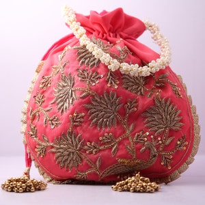 Indian Tradtional Zardosi Work Beaded Potli Bag for Wedding - Etsy