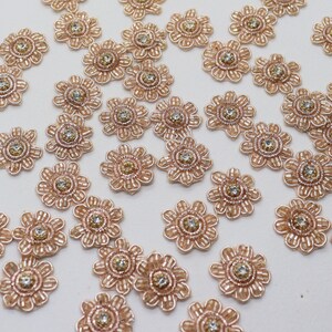 キラキラ光るガラスビーズ ラインストーン付き ザルドシ刺繍 10個入り クラフトアップリケセット 3/4インチ 花柄 装飾パッチ ウェディングドレス 財布用
