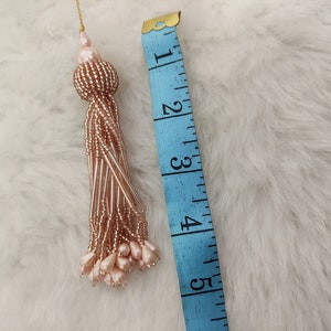 4inch bling cylindrical glass bead with pearl dropping hanging tassel embellishing tassel for occasion outfits, purses, decorative items image 5