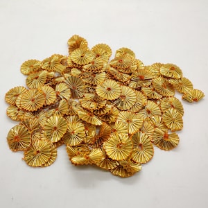 Pack of 100 Gota Patti Flower Sew on Applique Patches Badge | Embellishments For Indian Traditional Outfits Wedding Dress Crafting DIY