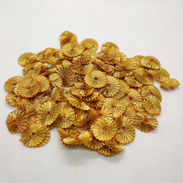 Pack of 100 Gota Patti Flower Sew on Applique Patches Badge | Embellishments For Indian Traditional Outfits Wedding Dress Crafting DIY