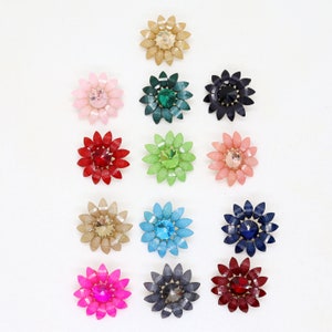 Colorstone Beaded Flower Buttons: Dress Embellishments, 1 Inch (Pack of 10)