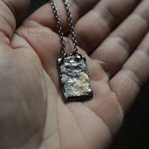 Men&#39;s dog tag silver pendant.Textured,rough silver necklace.Women&#39;s brutalist goldplated silver pendant.Minimalist,raw silver pendant.
