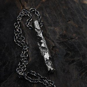 Men&#39;s silver necklace.Rough,textured silver pendant.Women&#39;s brutalist silver necklace.Hardcore style.Necklace for men and women.