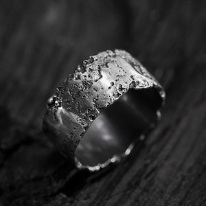 Handcrafted Sand Cast Silver Ring with Unique Rough Texture | Sand Cast Silver Ring | Artisan Silver Jewelry | Sterling Silver Raw Jewelry |