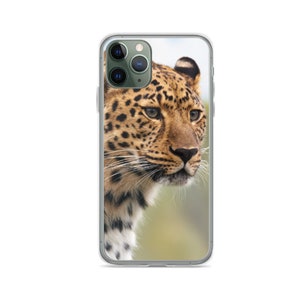 Creative Design Leopard Cat Animal iPhone Case Cover for Mini, X,se, XR, XS, 11, 12 Pro, 13 Pro Max, 14, 15, 16 Plus from Clear Gel Soft TPU