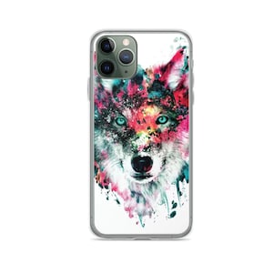 Design créatif, loup, art animalier, étui pour iPhone Mini, X, se, XR, XS, 11, 12 Pro, 13 Pro Max, 14, 15, 16 Plus, en gel transparent souple TPU