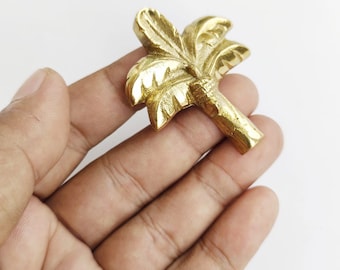 6 Items Straight Banana Tree Knobs - Brass Banana Tree Knob - Brass Pulls - Banana Pulls