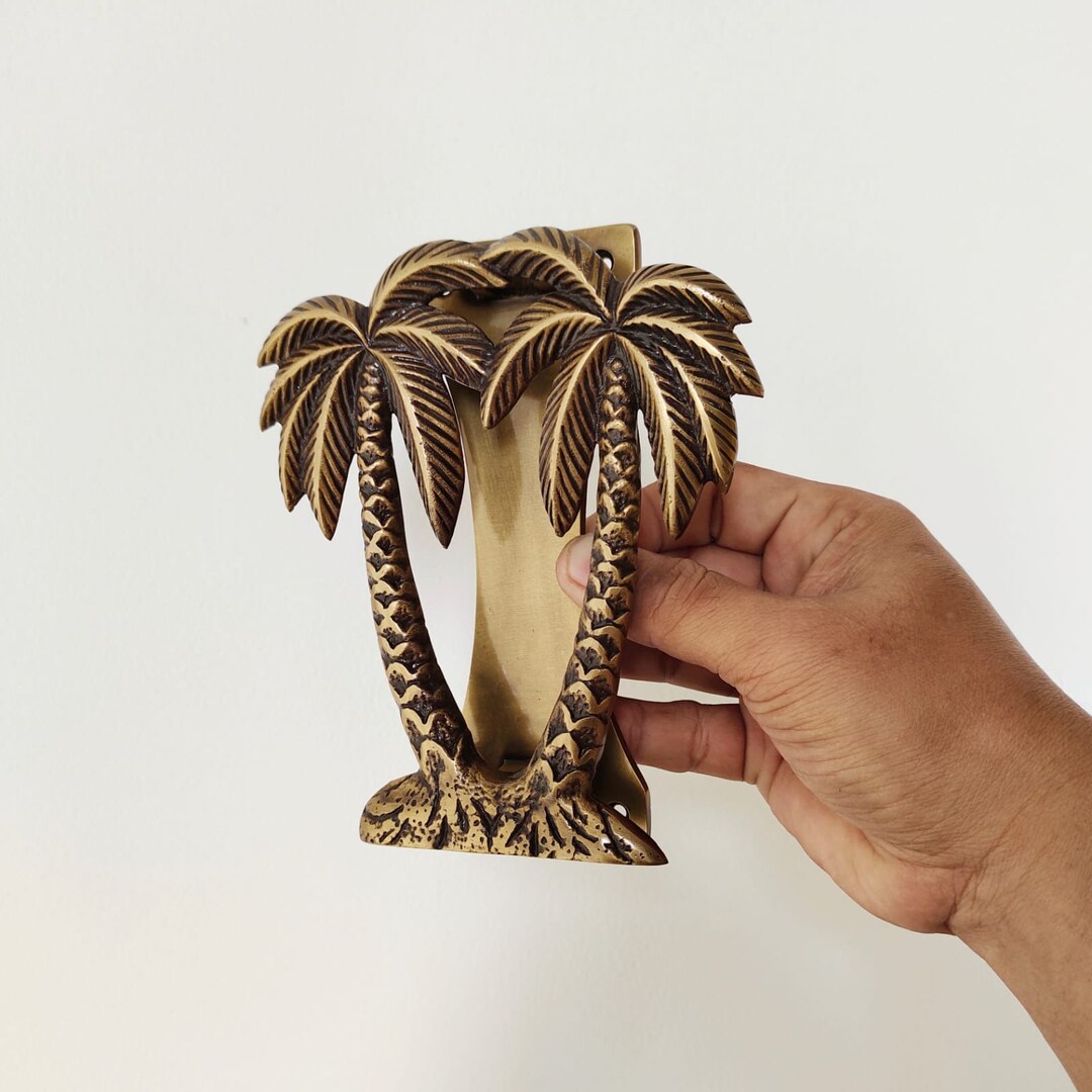 Brass Large Twin Palm Tree Door Knocker Etsy