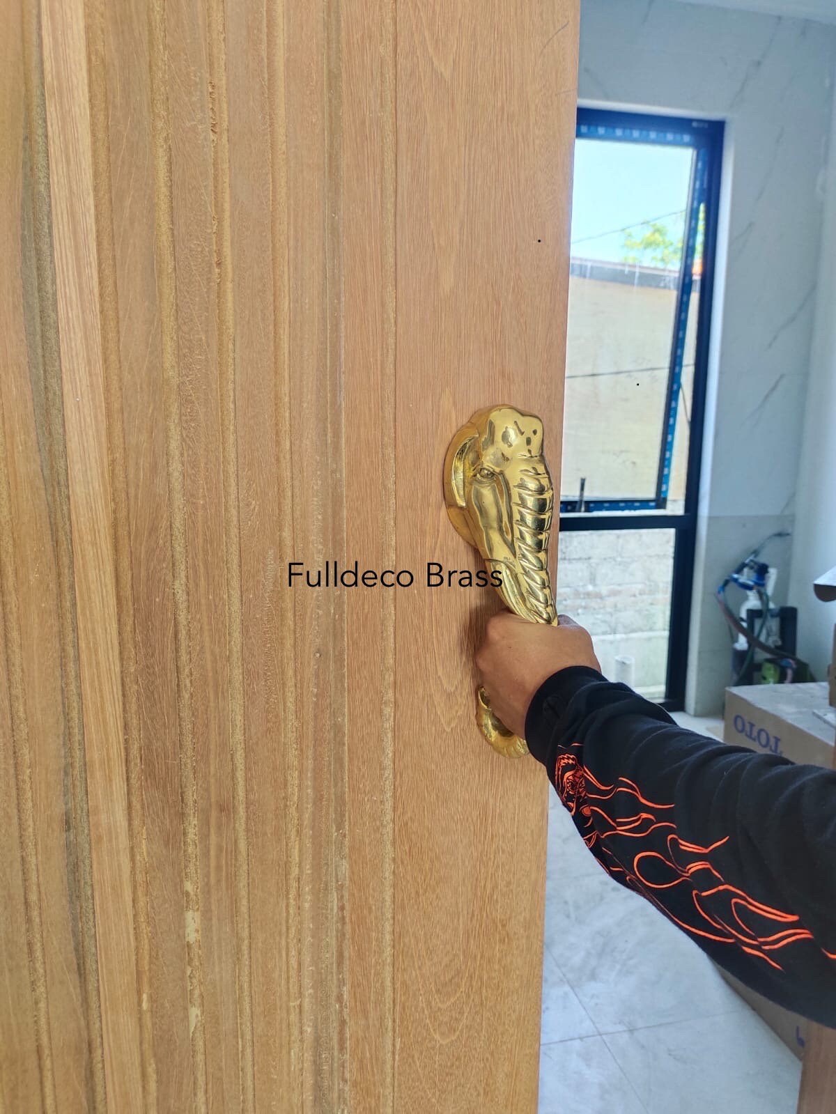 11.8” Pair Of Beautiful Brass Elephant Door Handle - Beautiful Elephant Door Handle - Tropical Elephant Handle
